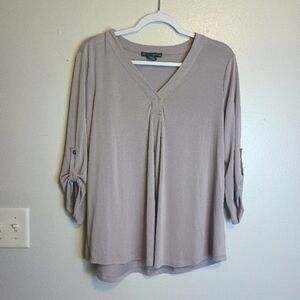 Adrianna Papell Womens Low V-Neck Blouse Top Shirt Size M Color vintage Blush